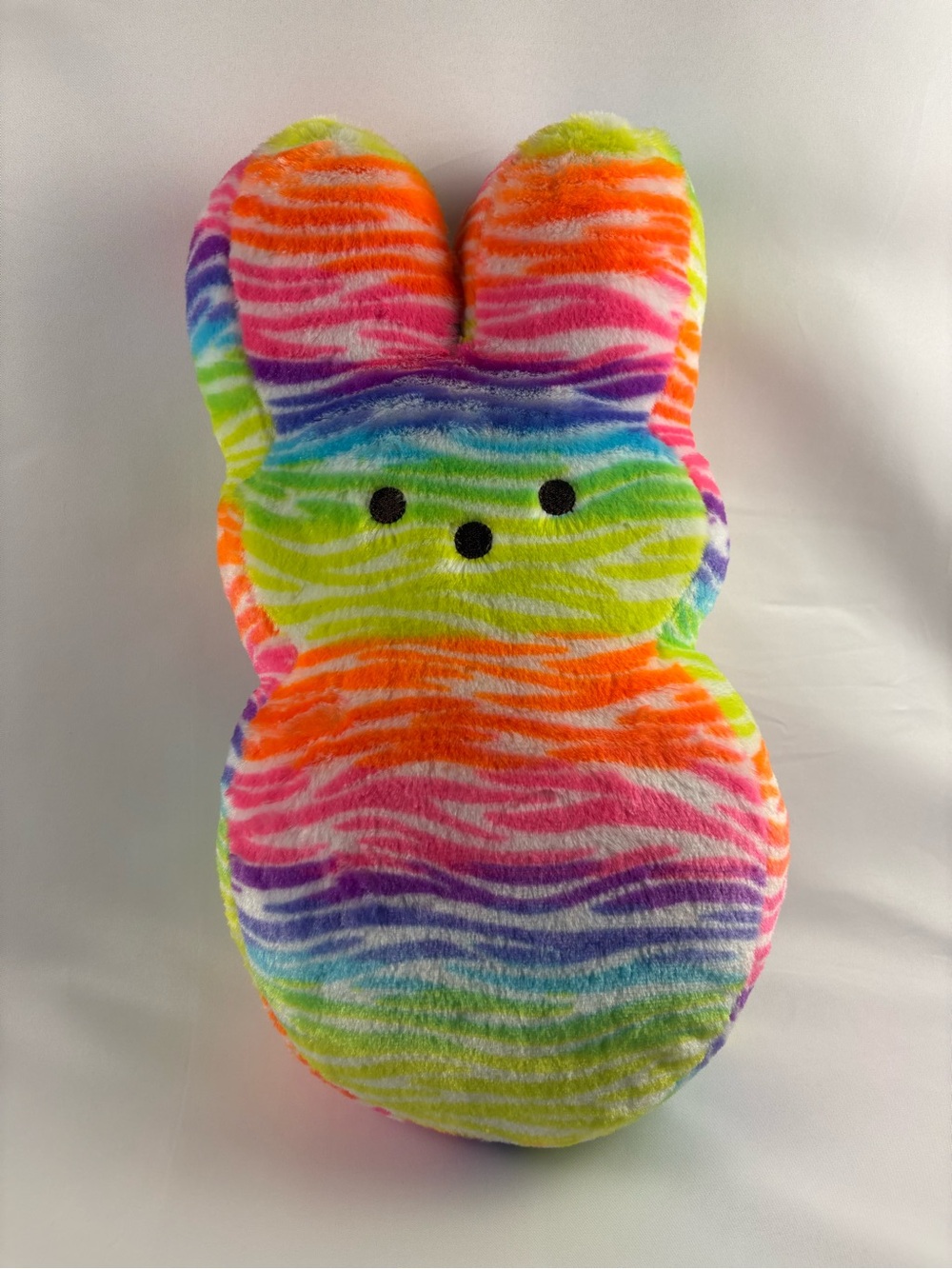Peeps Rainbow Zebra Bunny Plush 15” Large Easter Stuffed Animal Colorful Decor